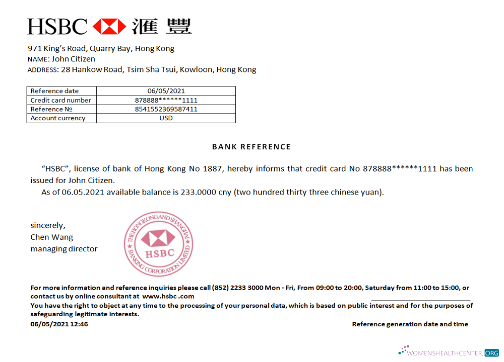 Download Hong Kong HSBC reference Photoshop template